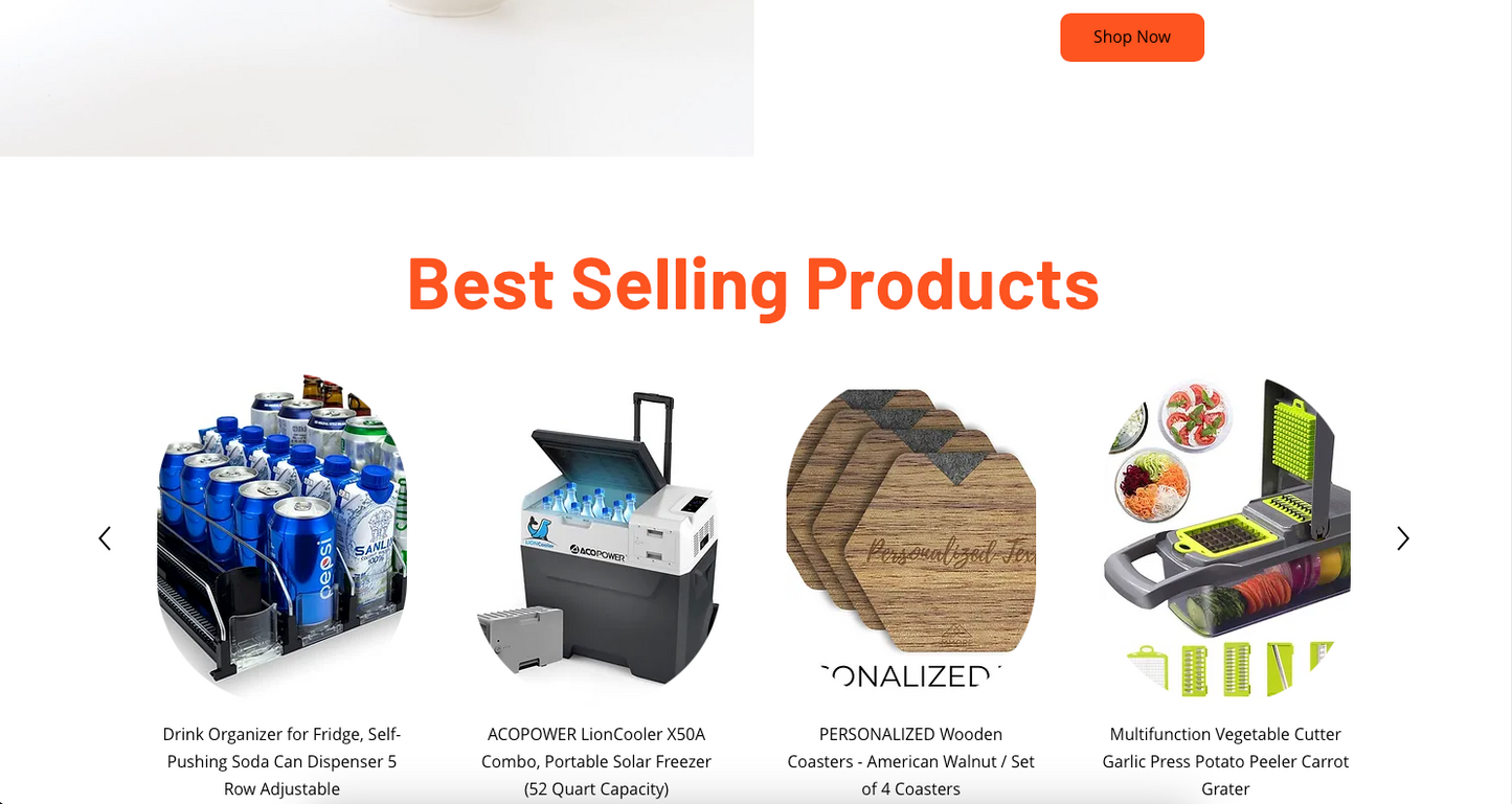 E-commerce site with 5 products